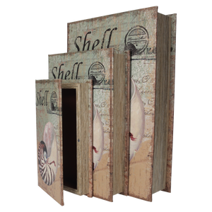 Tris di Scatole Libro con Design a Conchiglia