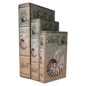 Tris di Scatole Libro con Design a Conchiglia