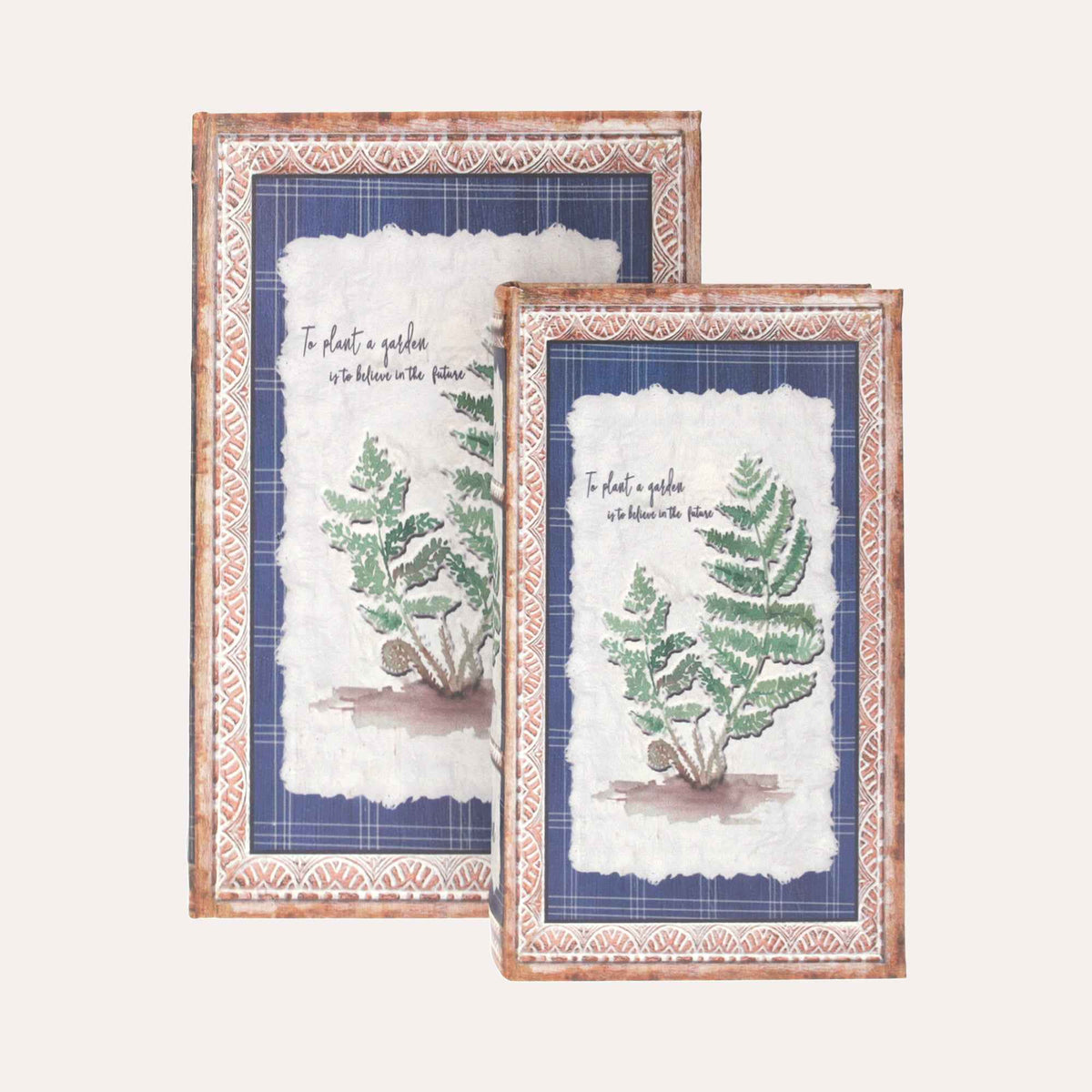 Wooden Book Boxes with Representation of Nature