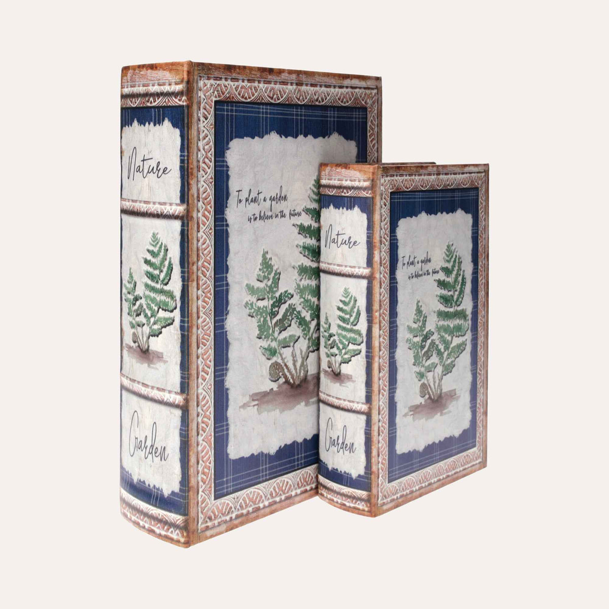 Wooden Book Boxes with Representation of Nature