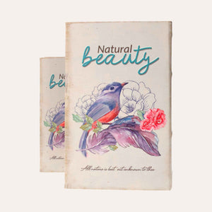 Ensemble de boîtes à livres avec oiseau violet pour l'organisation