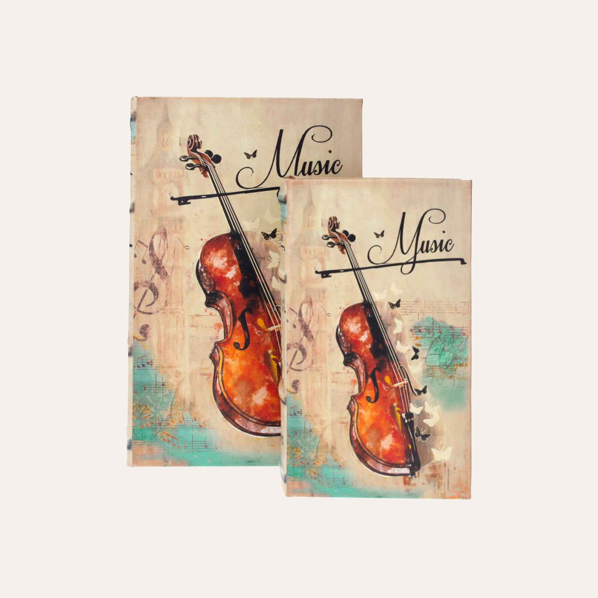 Paire de coffrets livres "Violon"