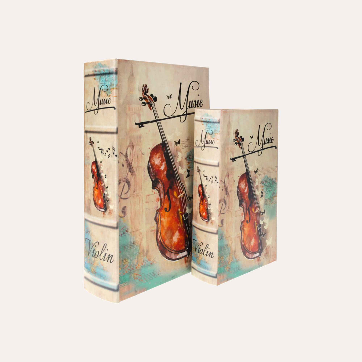 Paire de coffrets livres "Violon"