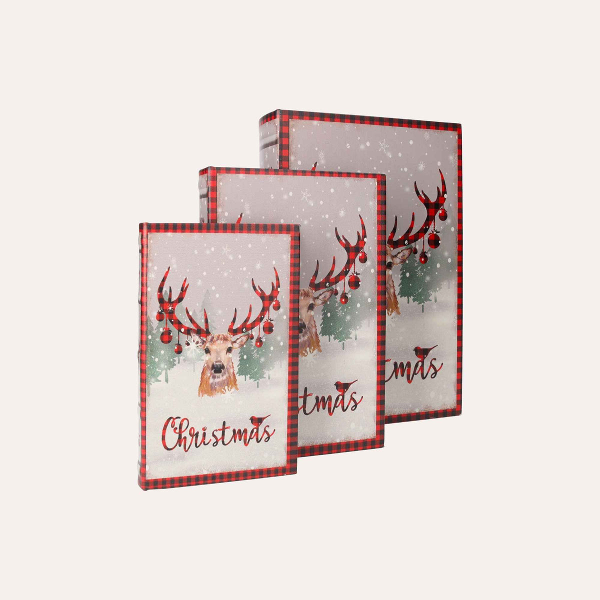 Trio of Book Boxes with Reindeers