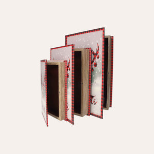 Trio of Book Boxes with Reindeers