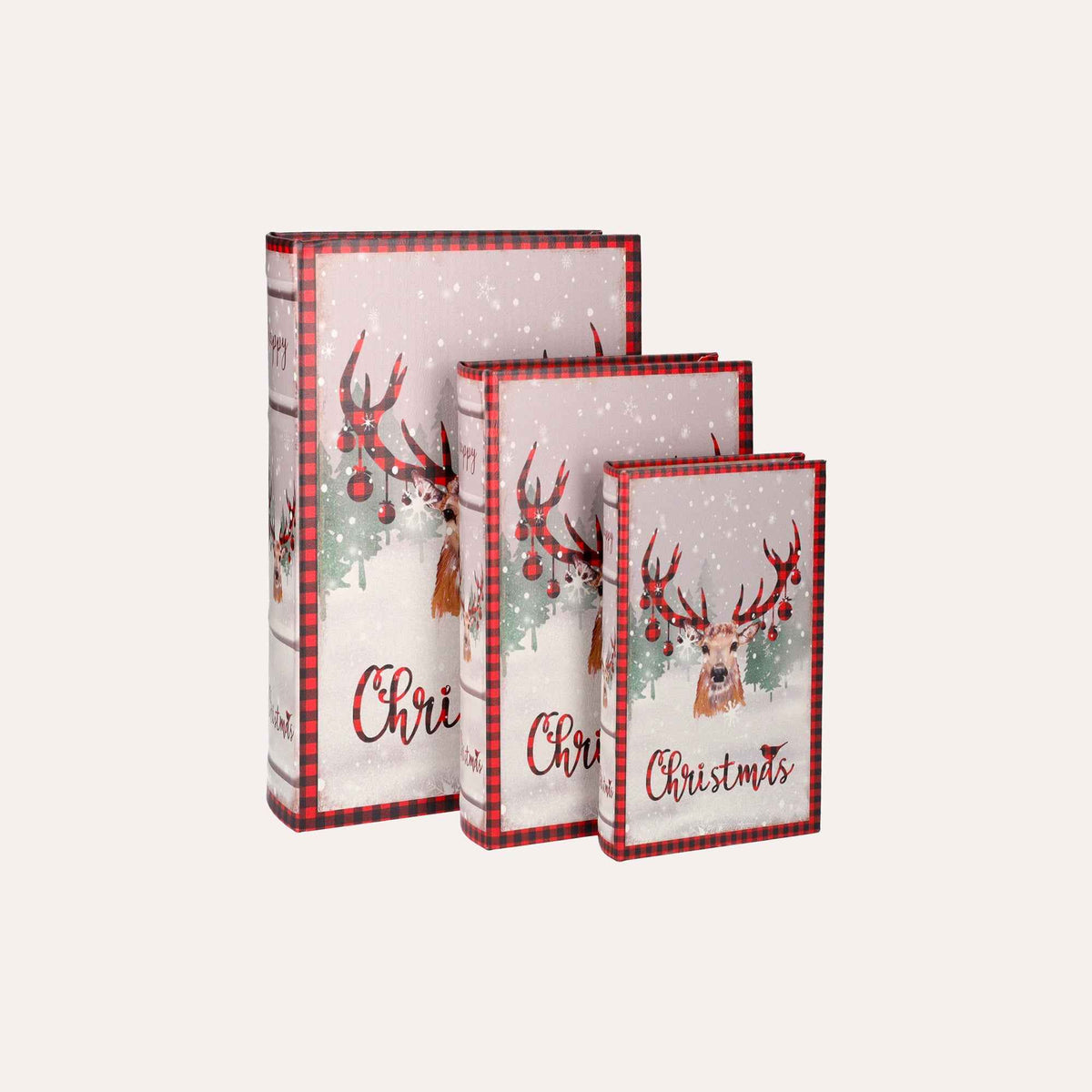 Trio of Book Boxes with Reindeers