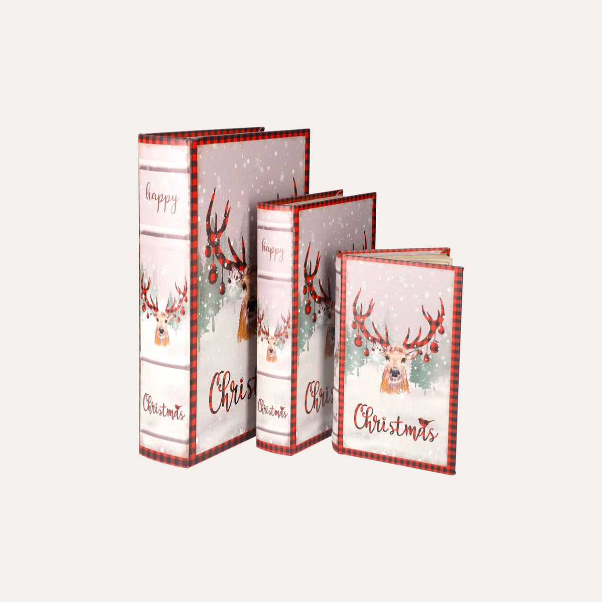 Trio of Book Boxes with Reindeers