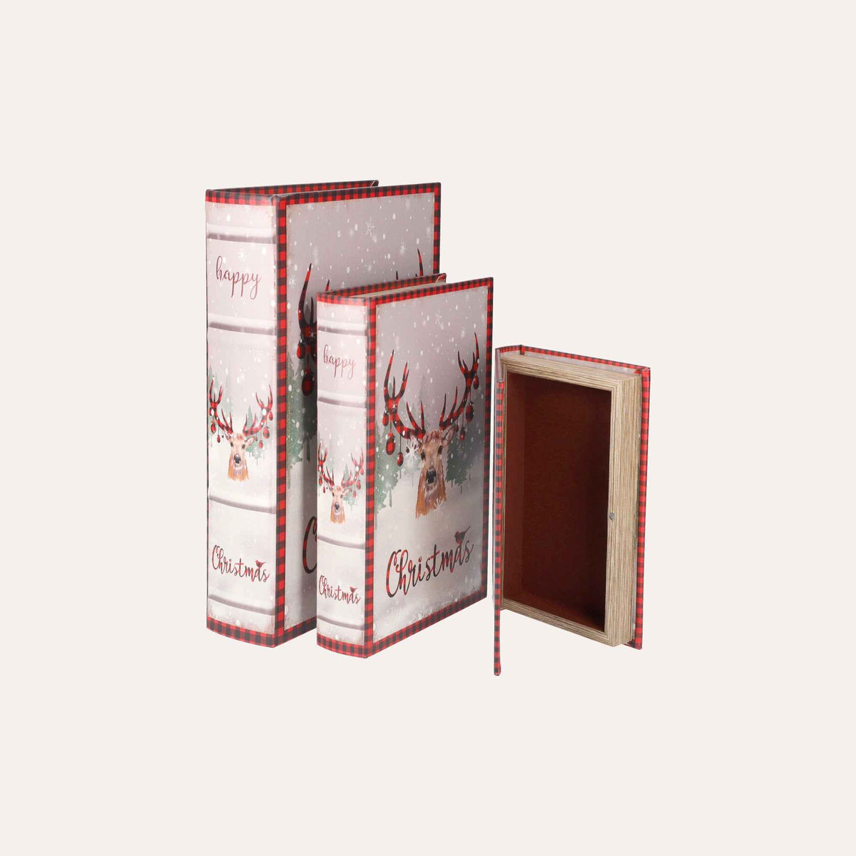 Trio of Book Boxes with Reindeers