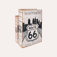 Set 2 Scatole Libro "Route 66" In MDF - KeyHome Store