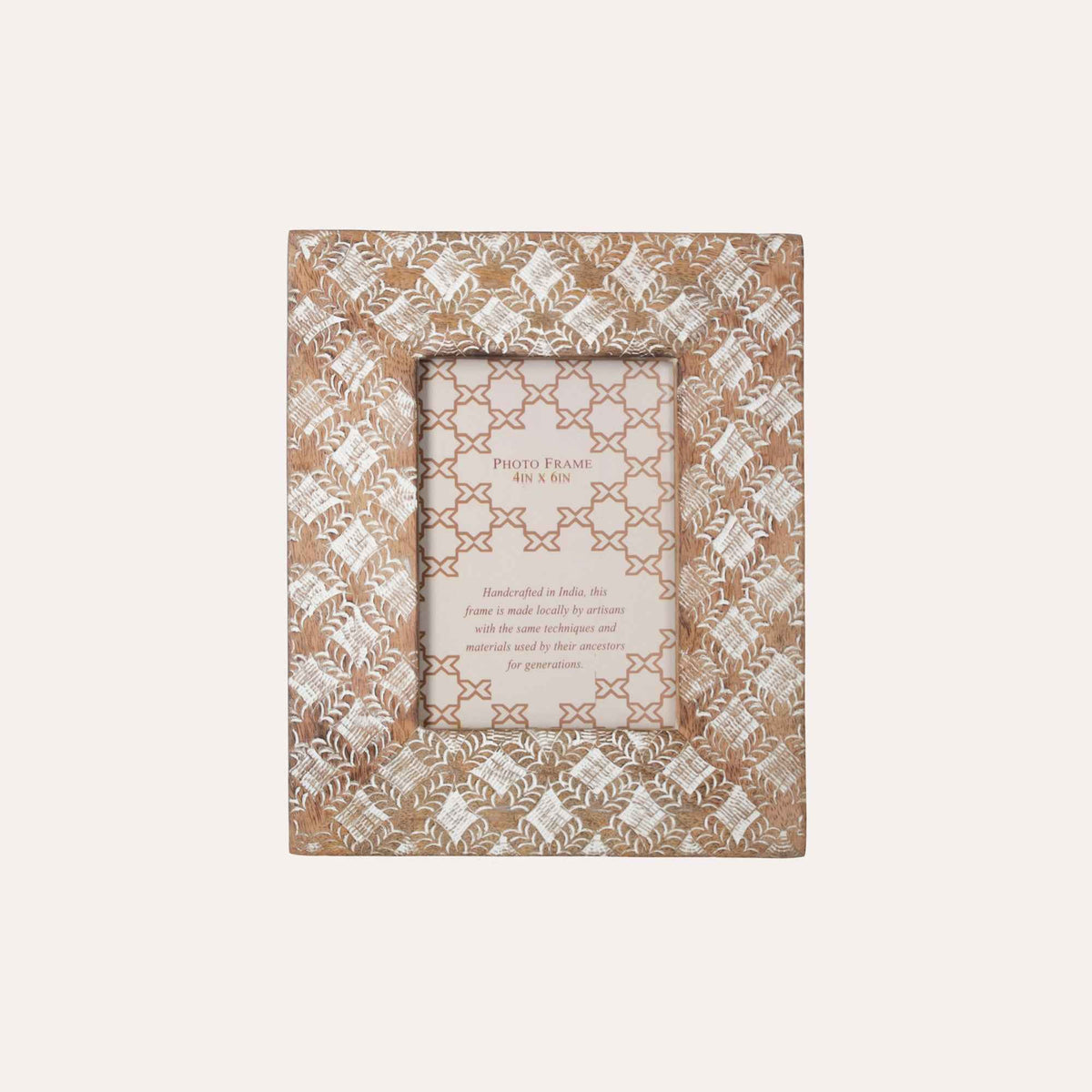 Hand Carved Photo Frame with Diamond Motifs