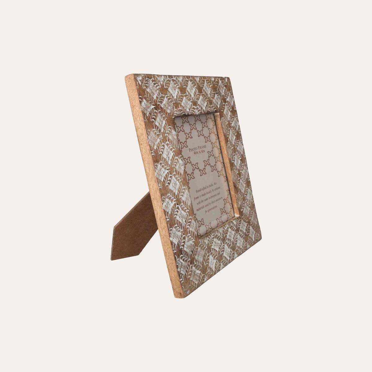 Hand Carved Photo Frame with Diamond Motifs