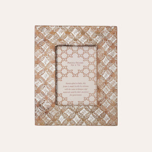 Hand Carved Photo Frame with Diamond Motifs