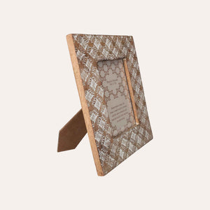 Hand Carved Photo Frame with Diamond Motifs