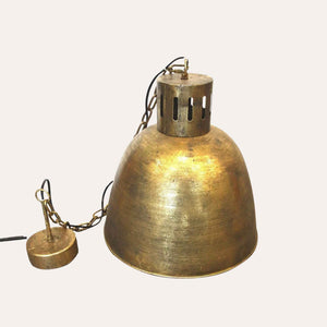 Lámpara de araña industrial de metal dorado H. 150 × Ø 40 cm