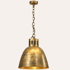 Lámpara de araña industrial de metal dorado H. 150 × Ø 40 cm