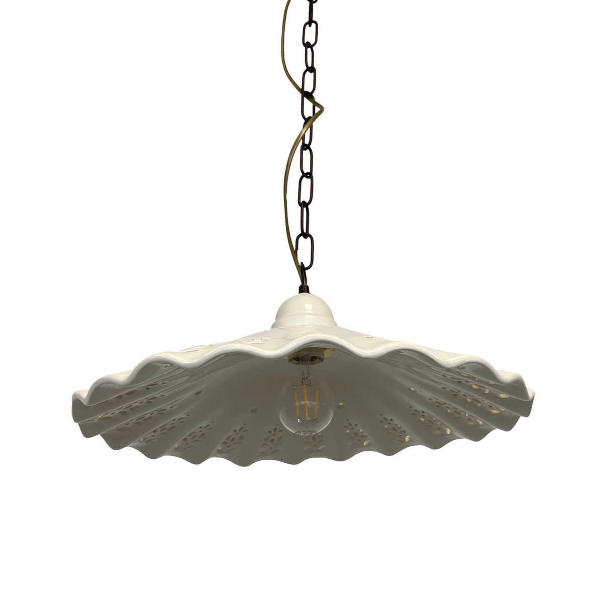Lustre Rústico de Cerâmica Branca Ø.43 cm - KeyHome Store