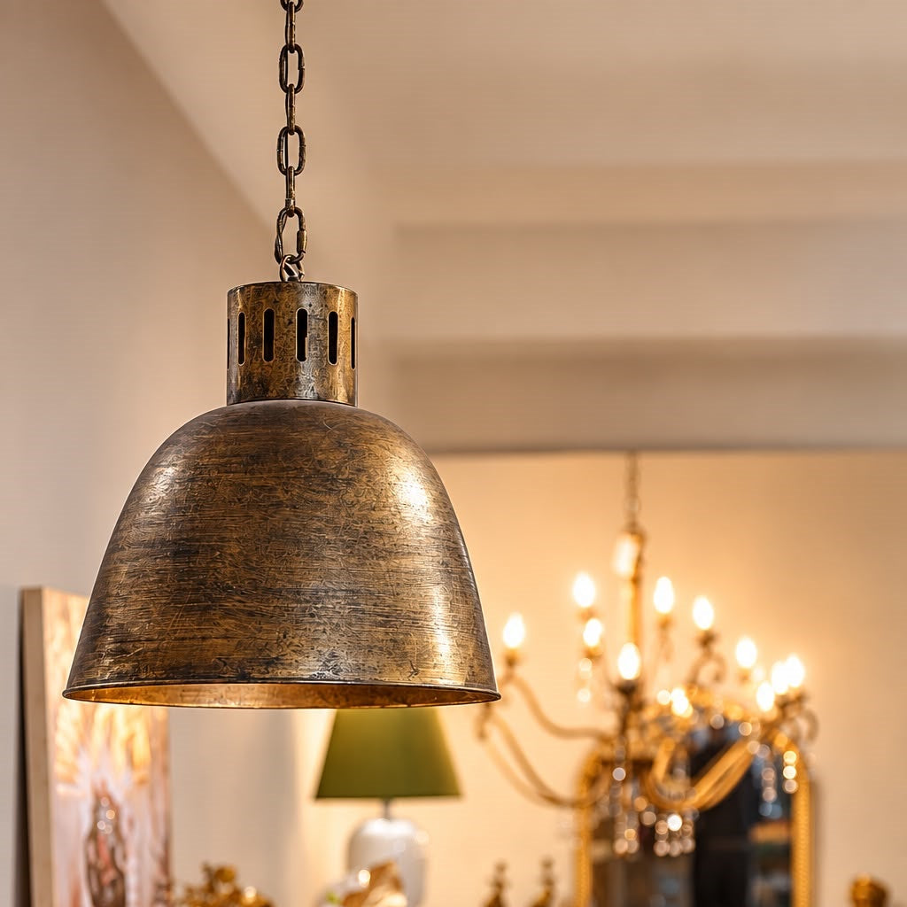 Lampadario Industrial in Metallo Oro Ø.40 cm - KeyHome Store