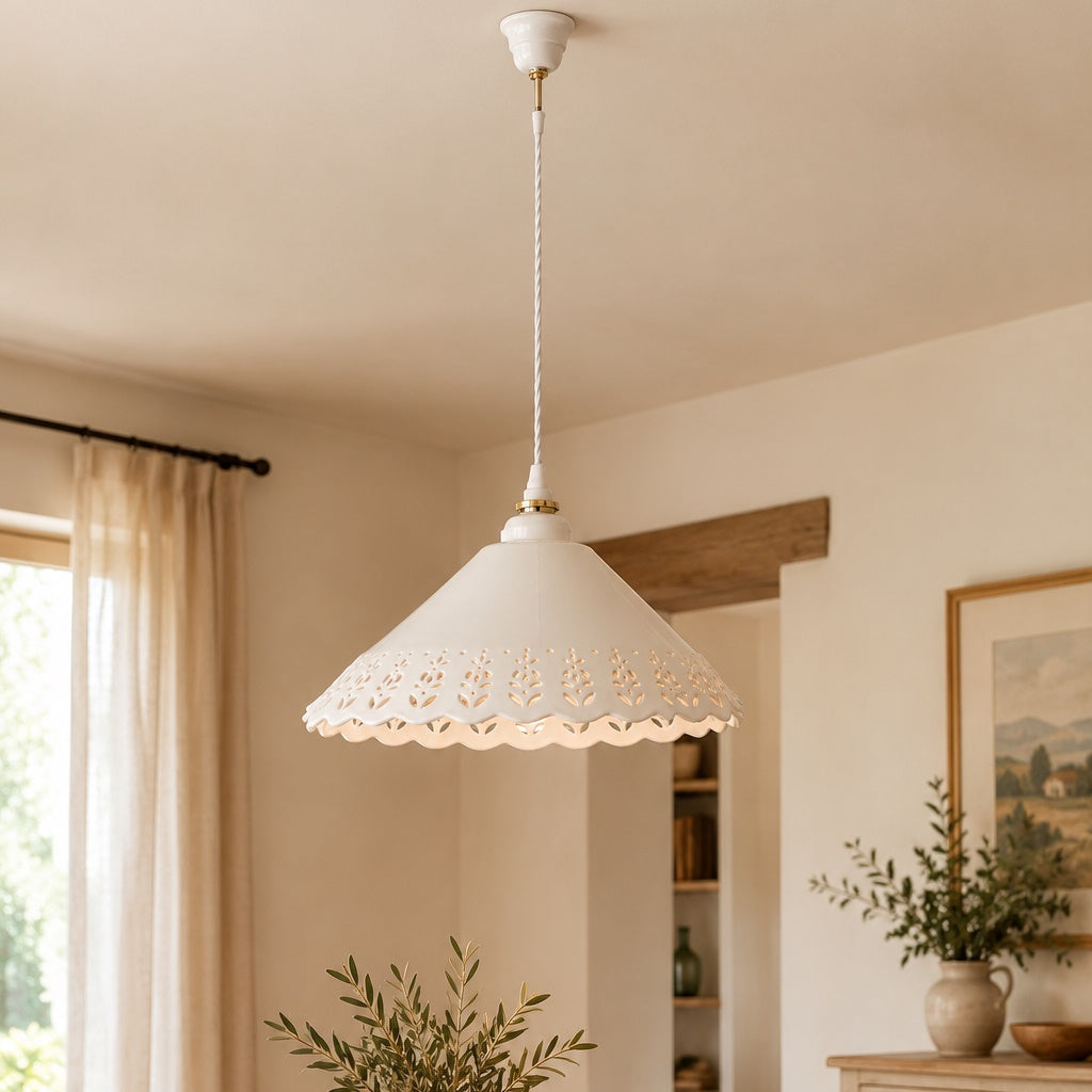 Lampadario con Treccia in Ceramica Ø.40 cm - KeyHome Store