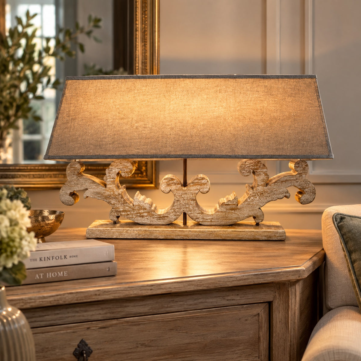 Lampada Shabby 3 Luci in Legno H.47x98x22 cm - KeyHome Store