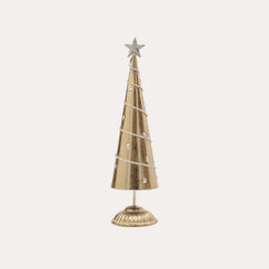 Árvore de Natal Decorativa em Lata Dourada Alt.30 cm - KeyHome Store