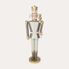 Soldat de Noël avec Masse en tôle Beige H. 43cm