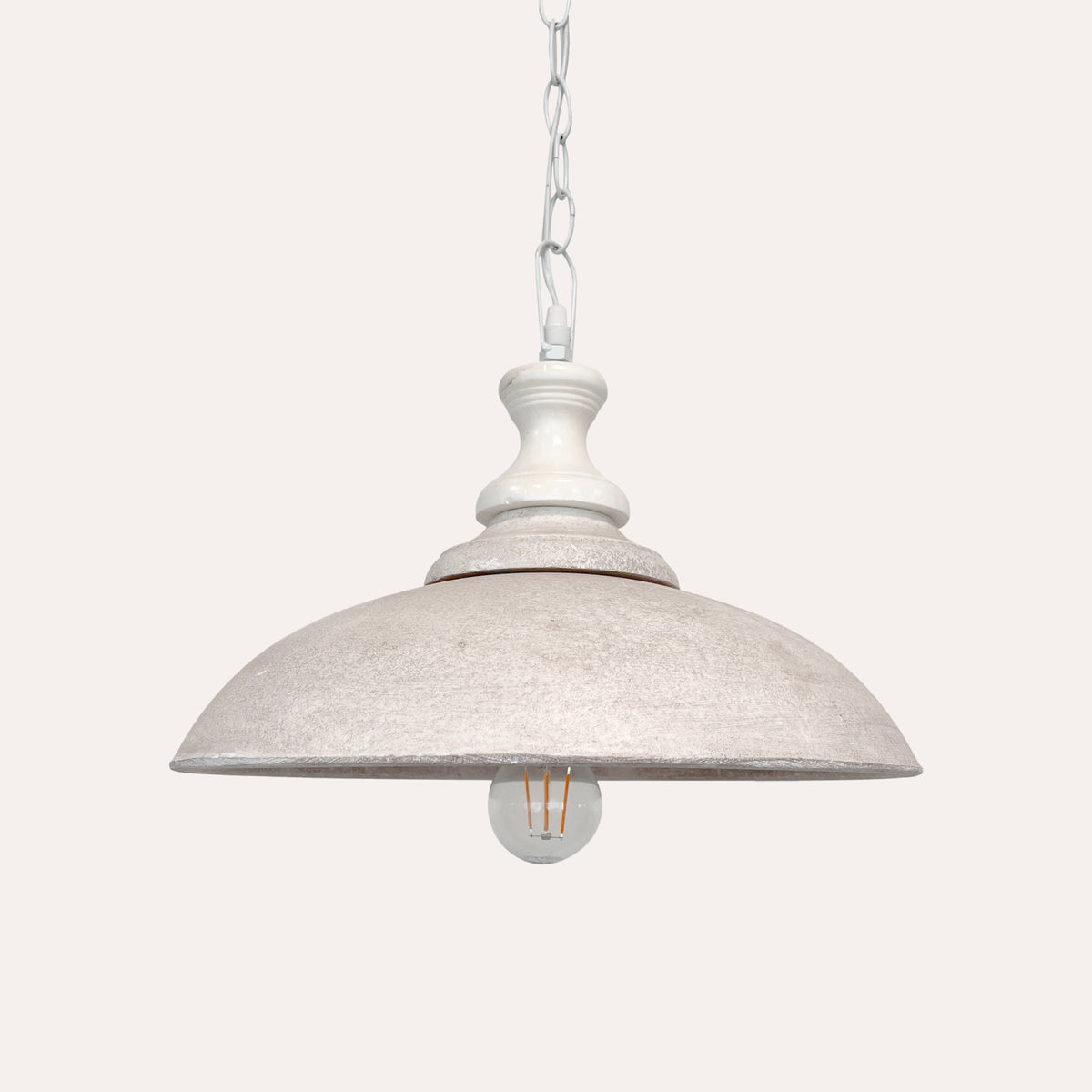 Lampadario in Legno Vintage Tortora e Bianco Ø. 37cm