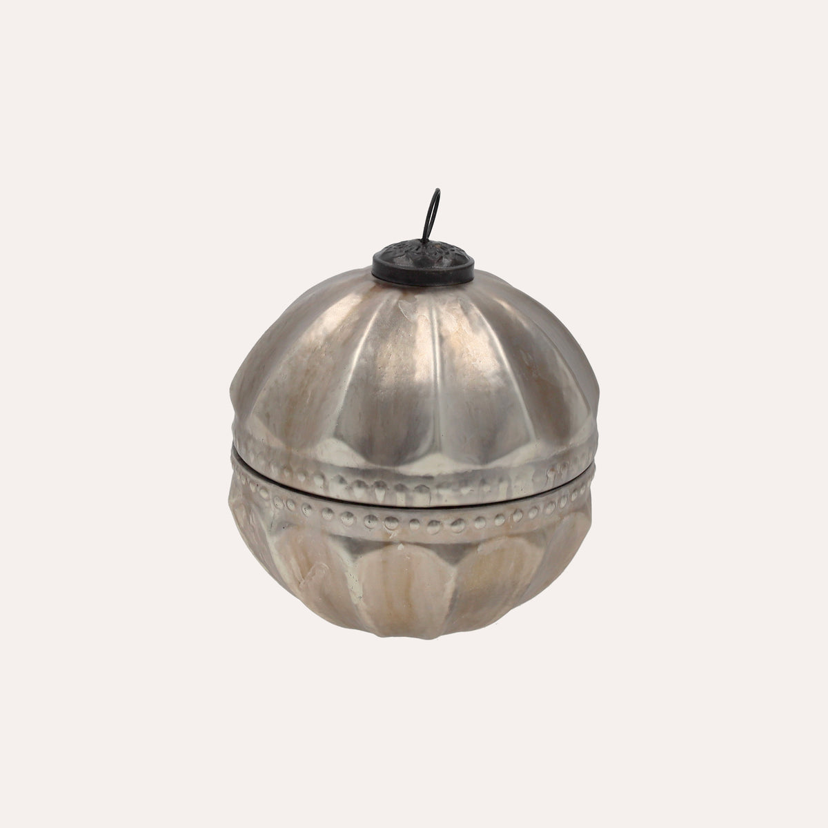 Candela Palla Argento Antik in Vetro 13x13 cm con Scatola