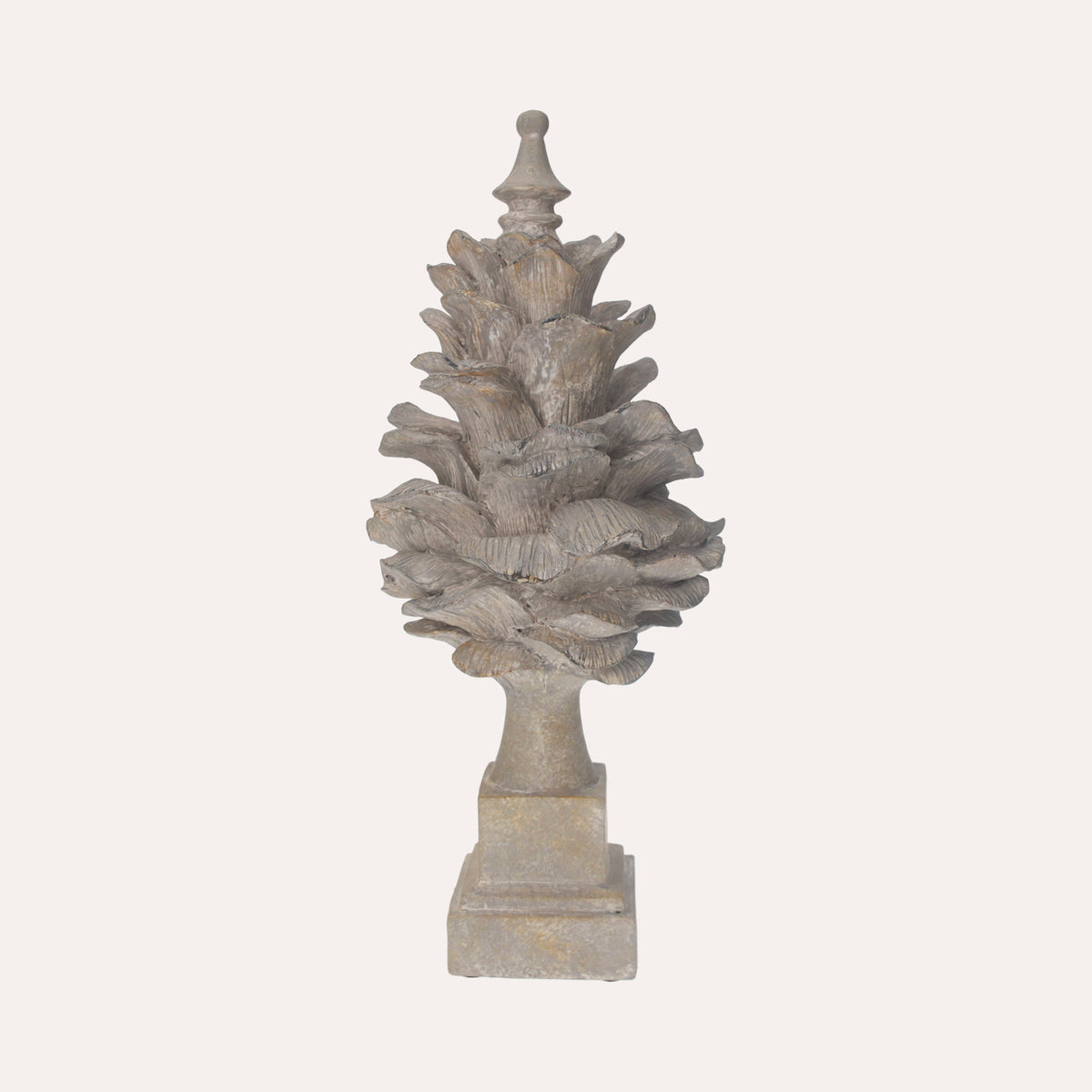 Pigna con Piedistallo In Resina Grigia H. 43 cm