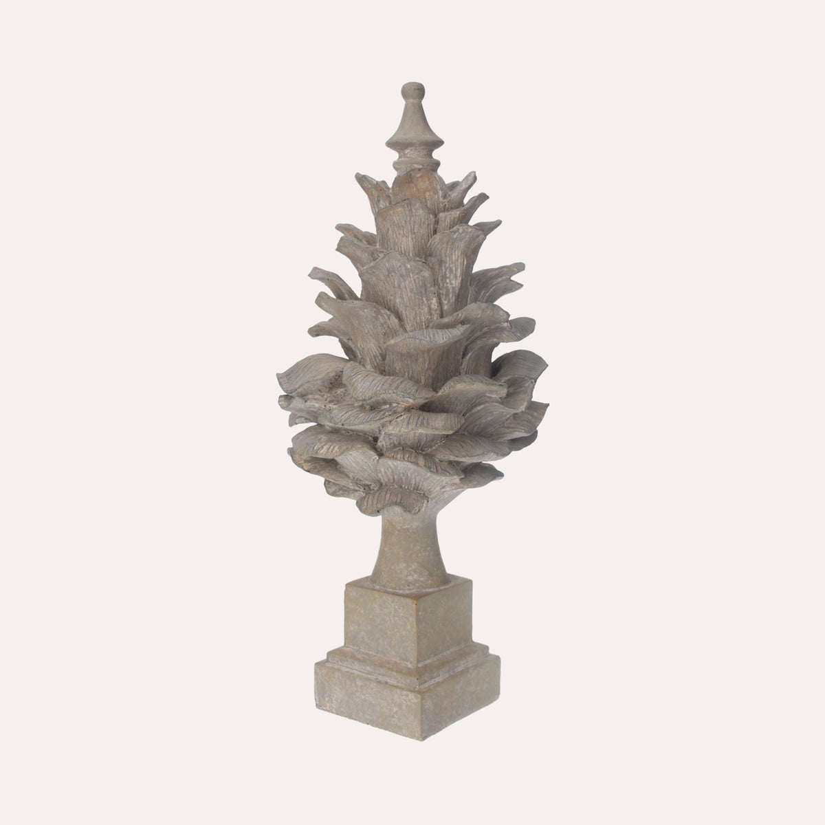 Pigna con Piedistallo In Resina Grigia H. 43 cm