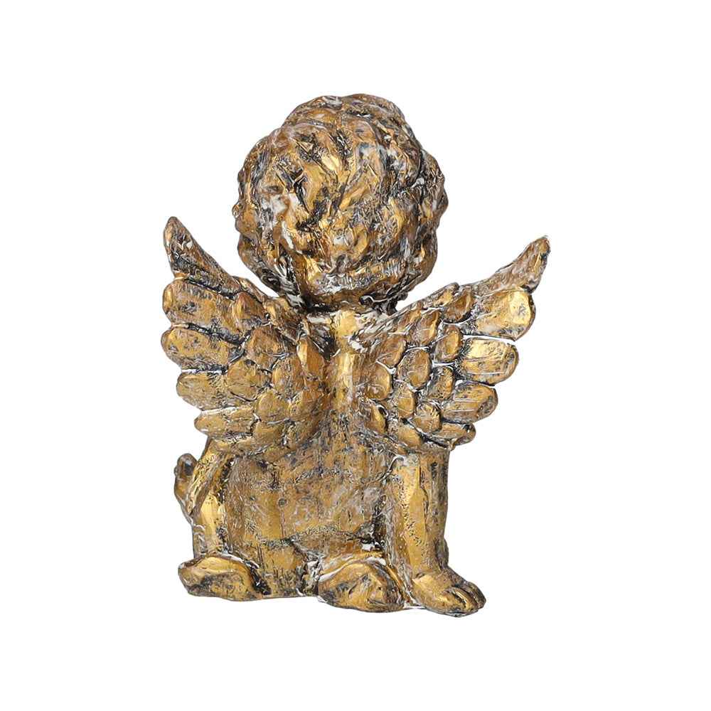Decorative Angel Sitting in Gold Tinted Resin
