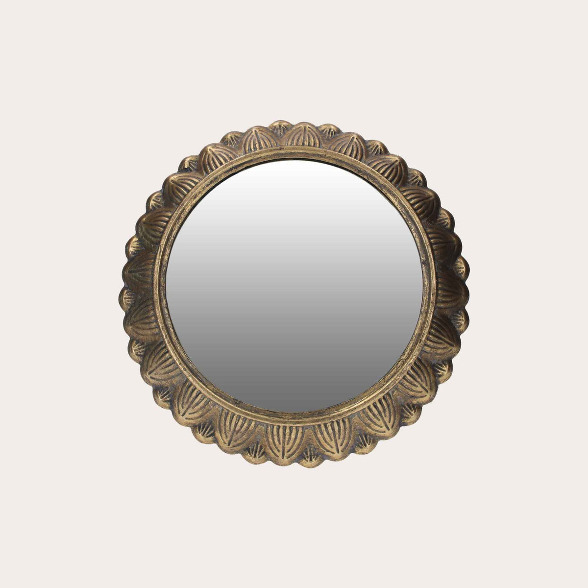 Golden Vintage Style Round Freestanding Mirror - Elegant Home Decoration