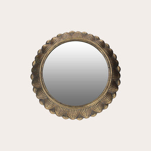 Golden Vintage Style Round Freestanding Mirror - Elegant Home Decoration