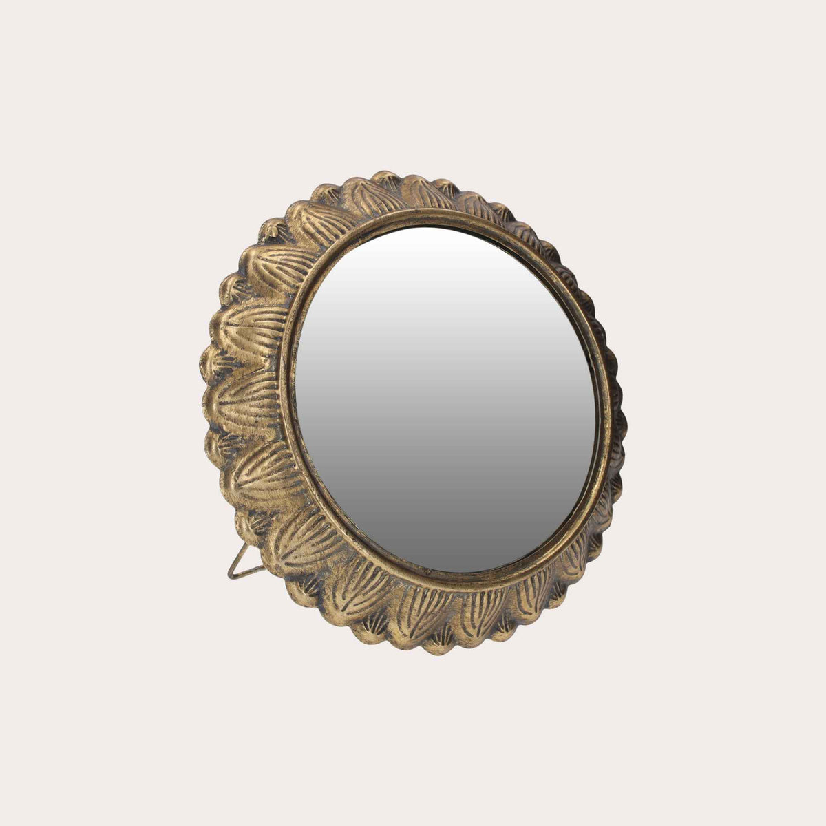 Specchio Rotondo da Appoggio in Stile Vintage Dorato – Decorazione Elegante per Casa