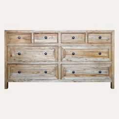 Credenza 8 Cassetti in Legno 160x50x85 cm