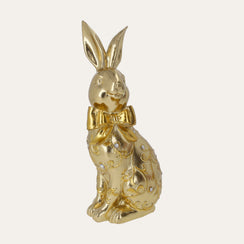 Figura Conejo con Lazo en Resina Dorada Al. 29cm