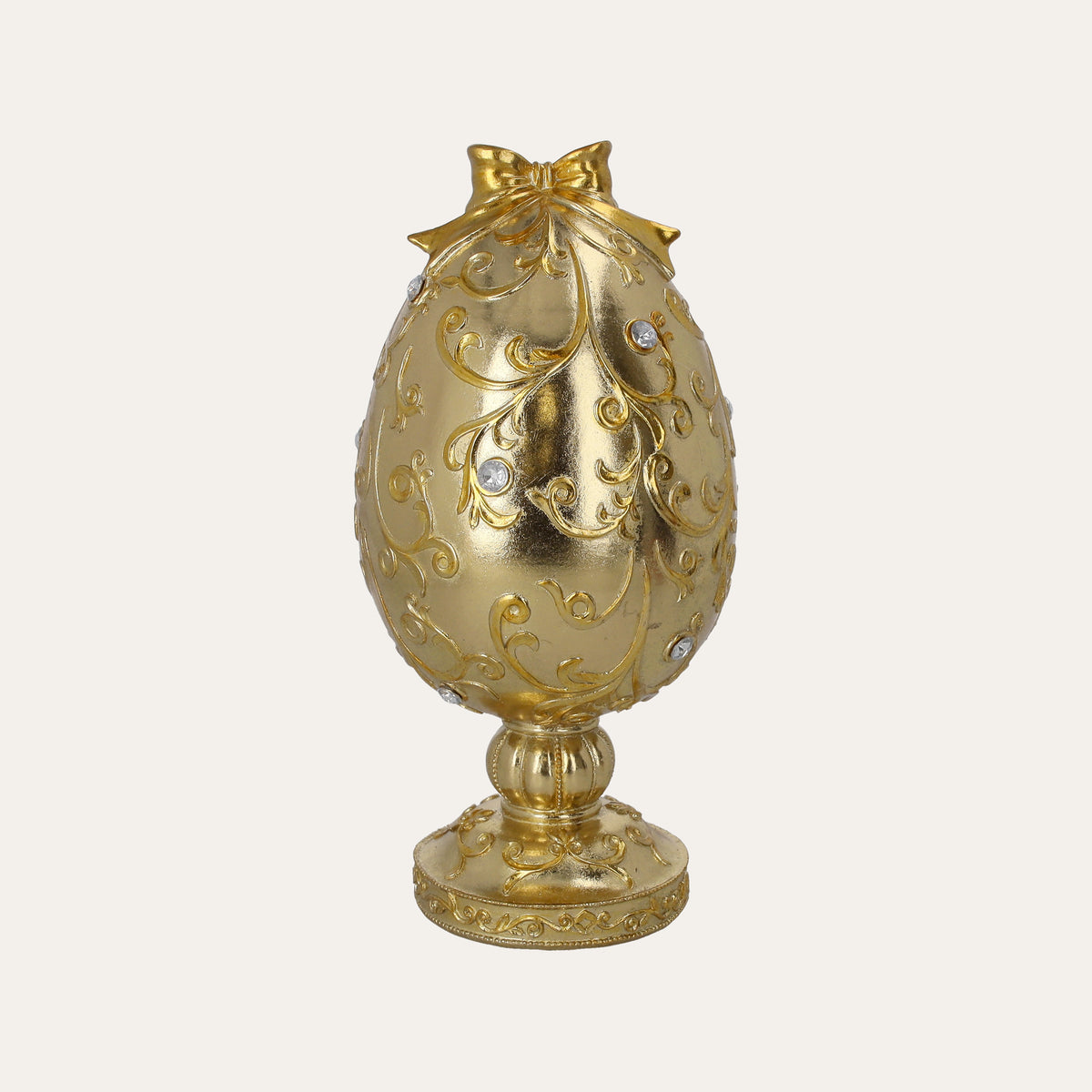 Scultura Uovo in Resina Oro H. 30cm