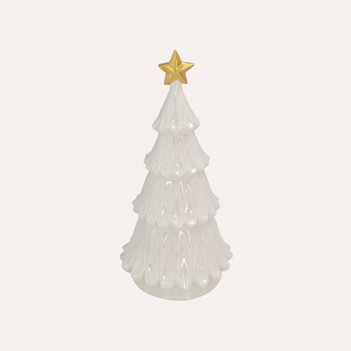 Albero natalizio in Ceramica Bianca con stella dorata H. 31 cm