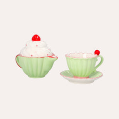Set aus Keramiktasse und Teekanne, D. 12 x 8 / D. 16 x 14 cm