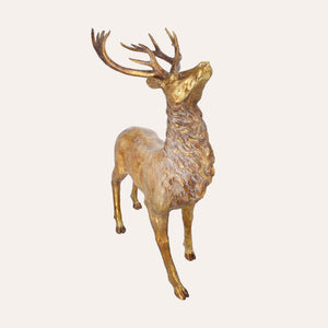 Cerf de Noël doré brillant en polyrésine