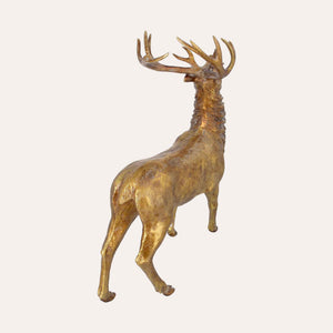 Cerf de Noël doré brillant en polyrésine
