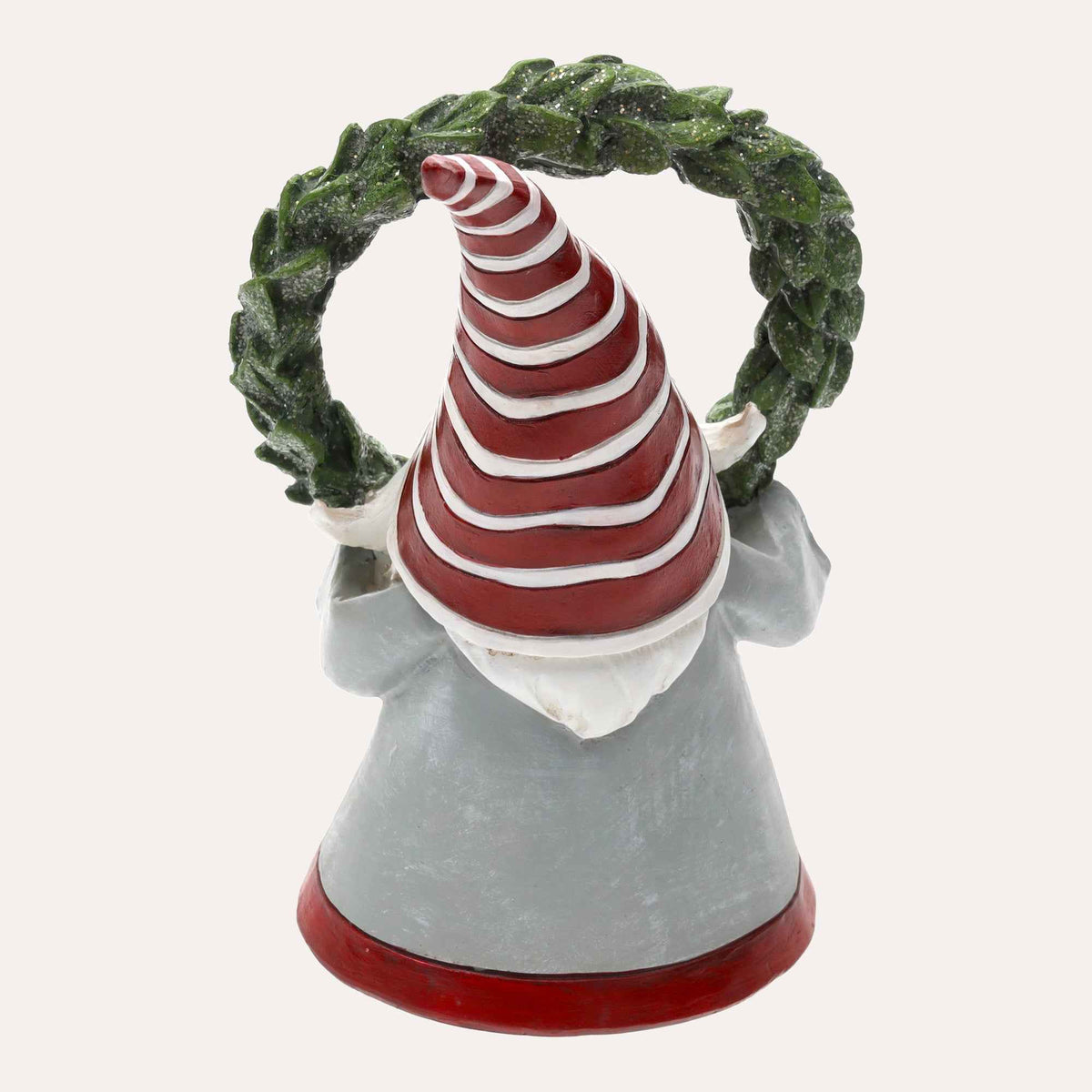 Decorative Christmas Gnome in Resin with Red Striped Hat