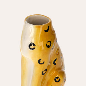 Gelbe Geparden-Keramikvase – Stil und Design für Ihr Zuhause