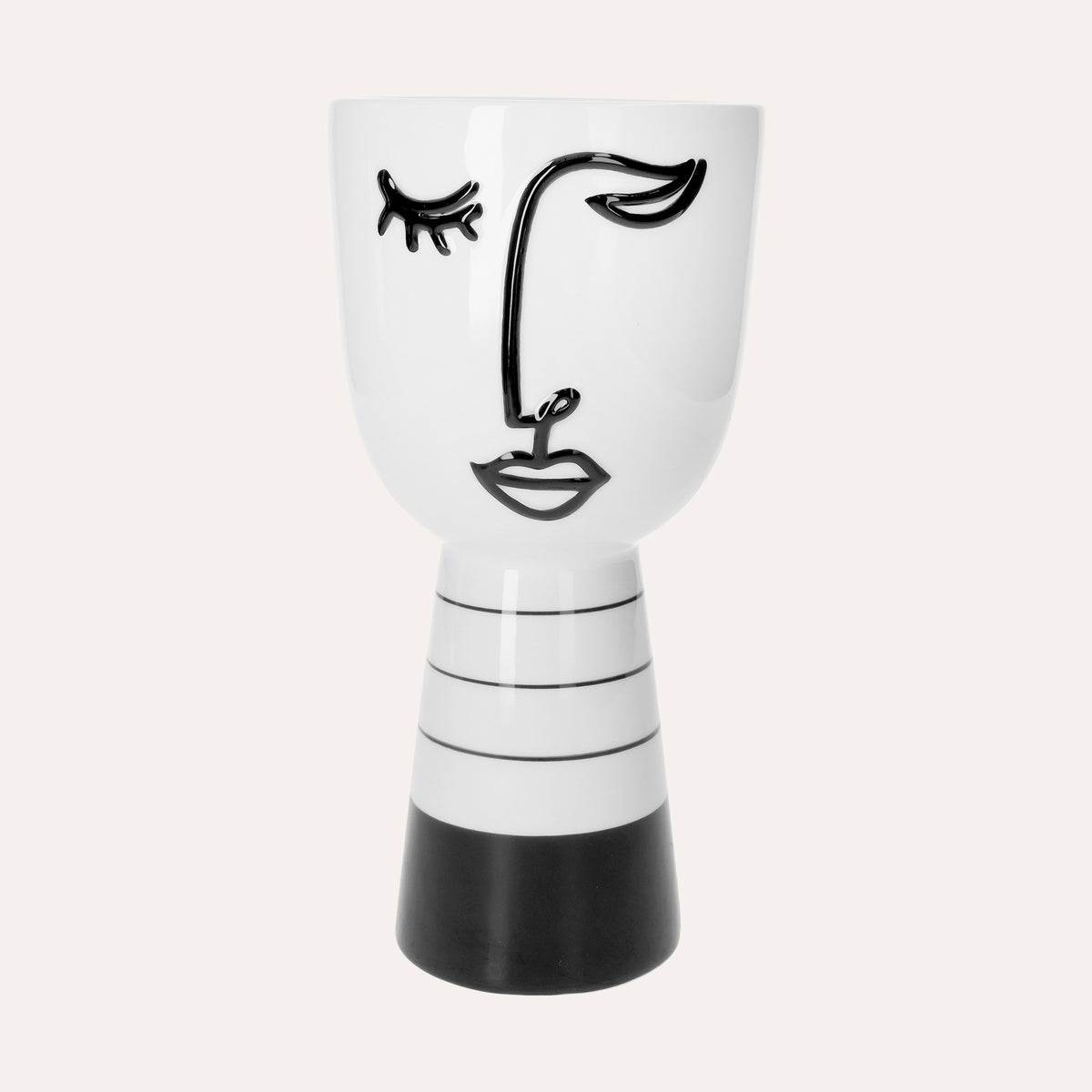Keramikvase in Form eines weißen abstrakten Kopfes h. 25cm