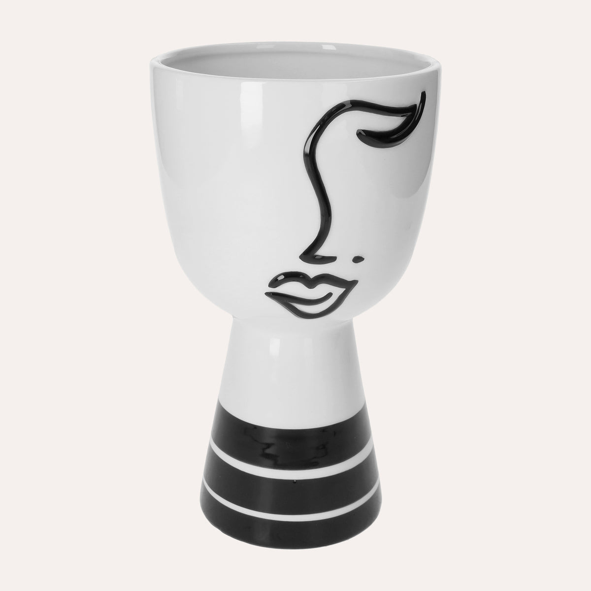 Keramikvase in Form eines abstrakten Kopfes mit Auge
