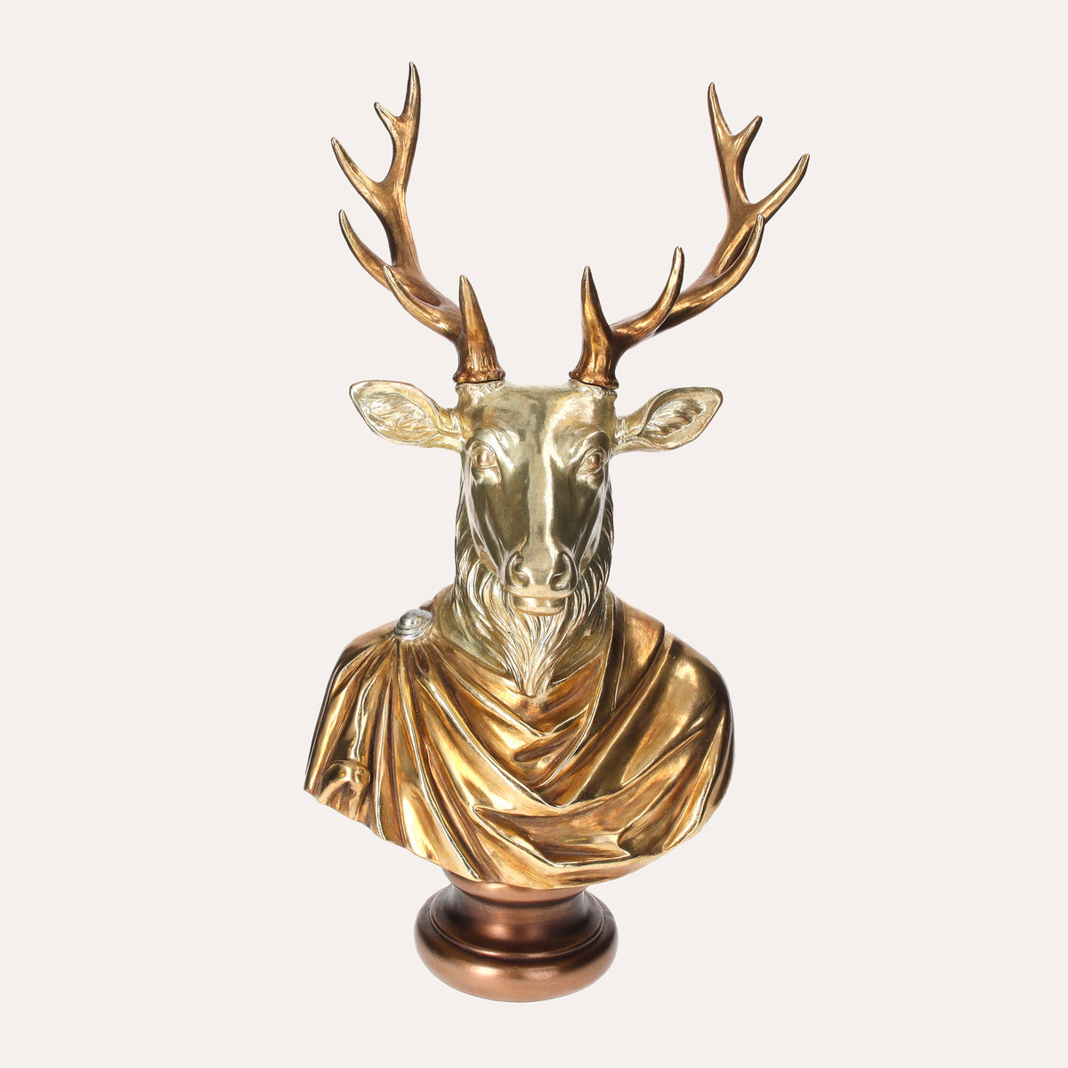 Statua Testa di Cervo in Resina Oro H. 58cm