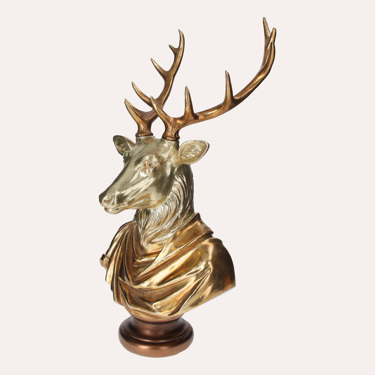 Statua Testa di Cervo in Resina Oro H. 58cm