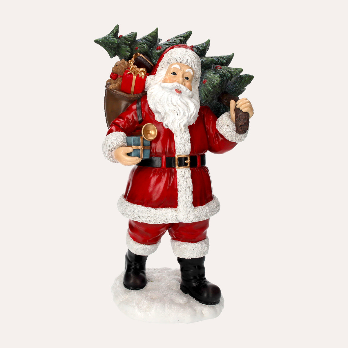 Sculpture Père Noël avec Arbre en Résine H. 44cm