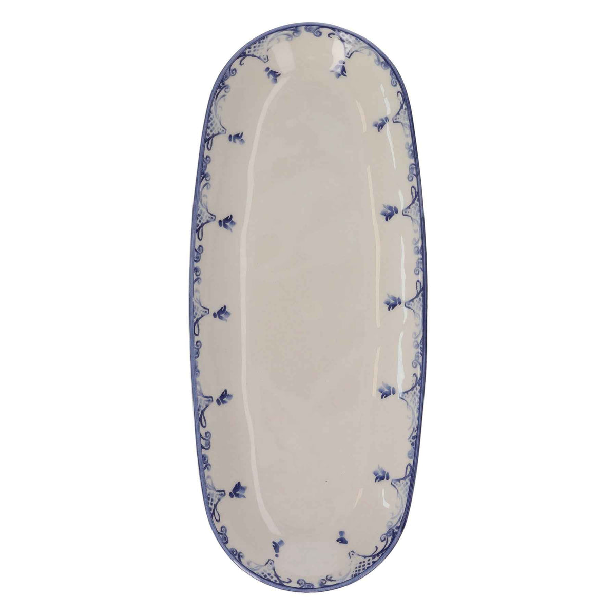 Piatto Ovale in Ceramica Stile Barocco Blu – Ovalina da Portata Raffinata