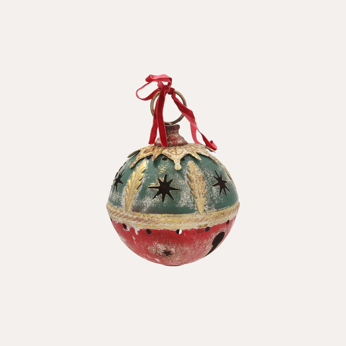 Palla Natalizia in Latta Verde e Rossa H.28x20 cm - KeyHome Store