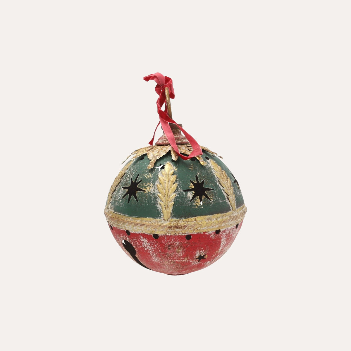 Palla Natalizia in Latta Verde e Rossa H.28x20 cm - KeyHome Store
